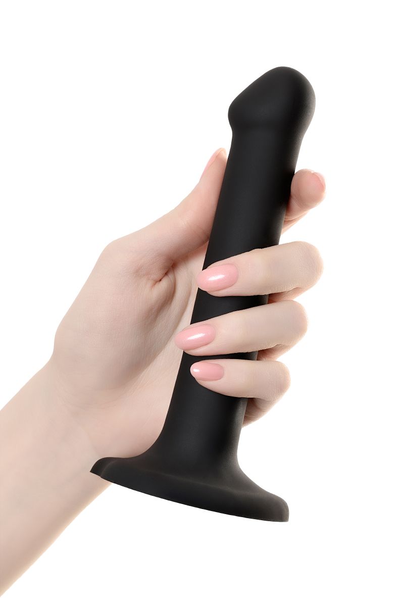 Черный фаллос на присоске Silicone Bendable Dildo S - 17 см. 12