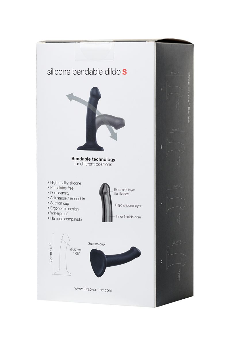 Черный фаллос на присоске Silicone Bendable Dildo S - 17 см. 14