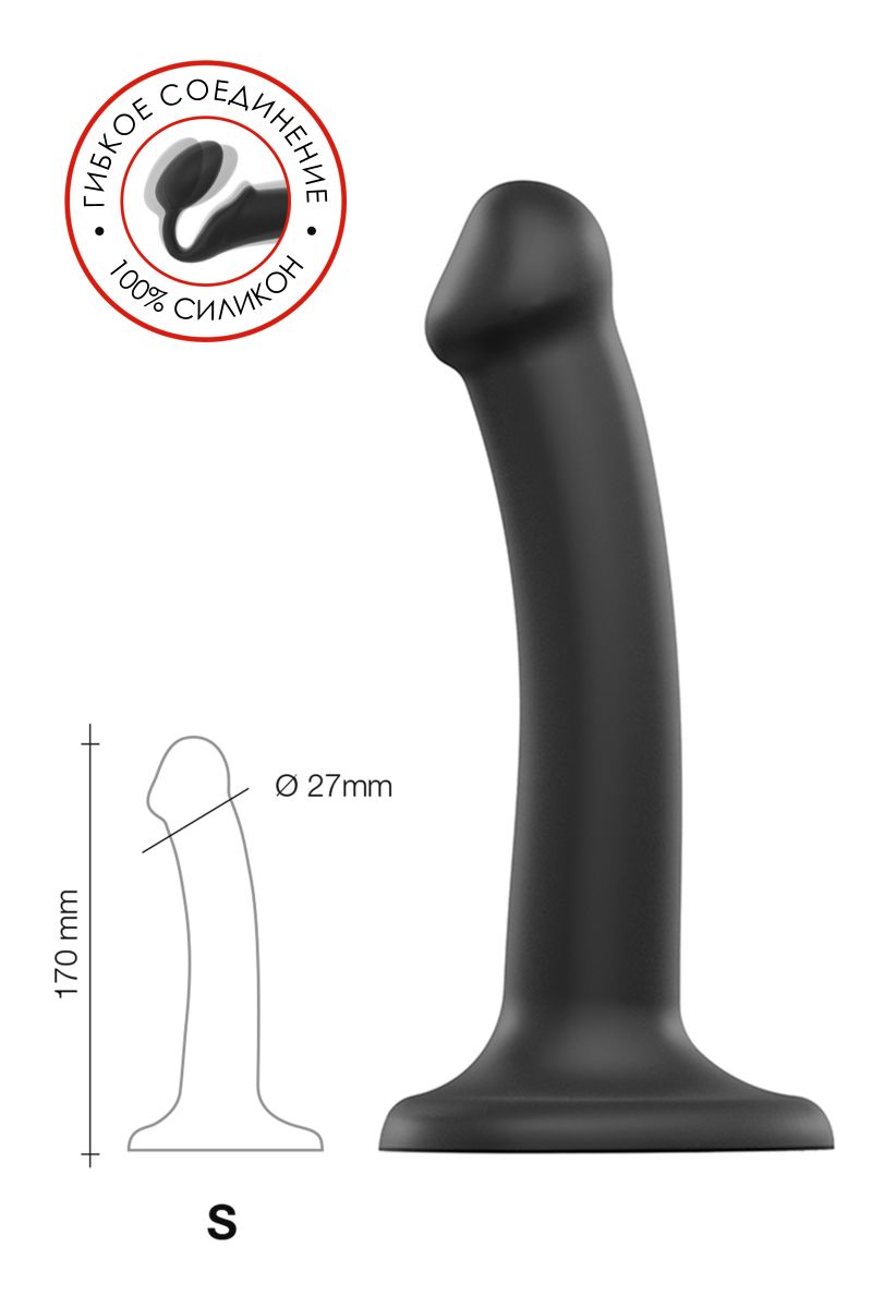 Черный фаллос на присоске Silicone Bendable Dildo S - 17 см. 9