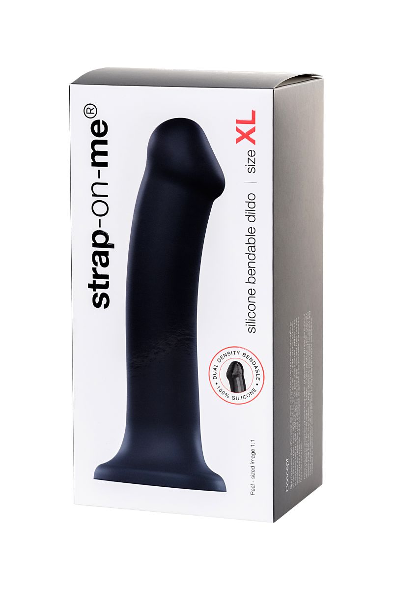 Черный фаллос на присоске Silicone Bendable Dildo XL - 20 см. 11