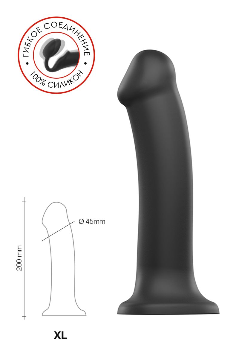 Черный фаллос на присоске Silicone Bendable Dildo XL - 20 см. 7