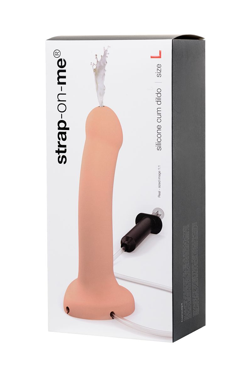 Телесный фаллос с имитацией эякуляции Silicon Cum Dildo L - 19,6 см. 12