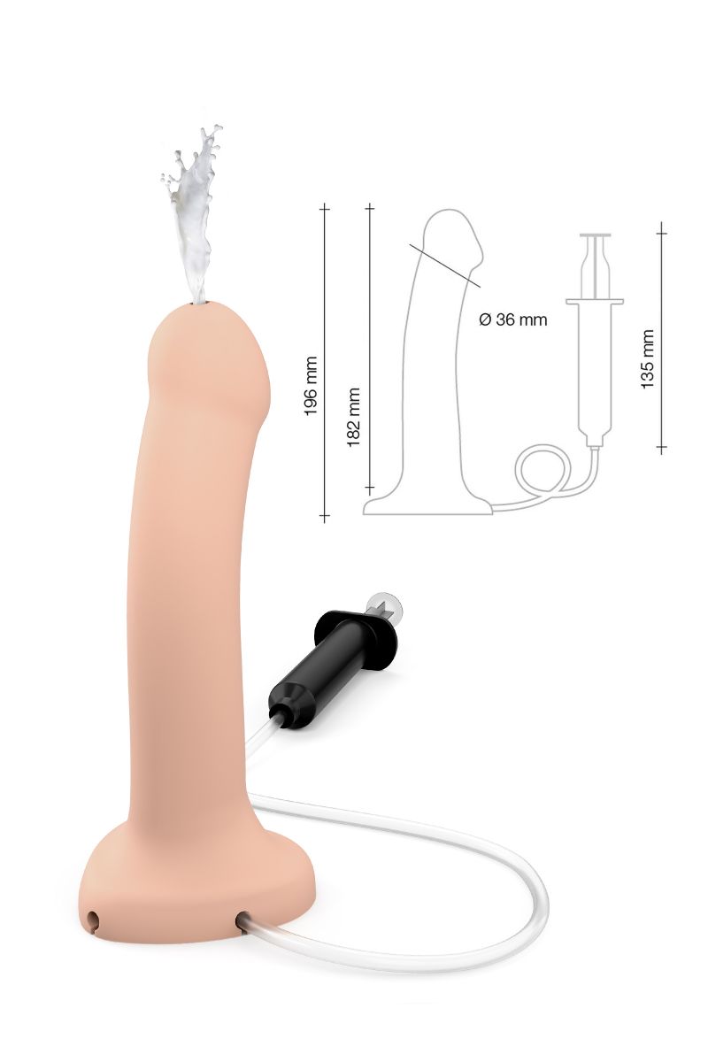 Телесный фаллос с имитацией эякуляции Silicon Cum Dildo L - 19,6 см. 9