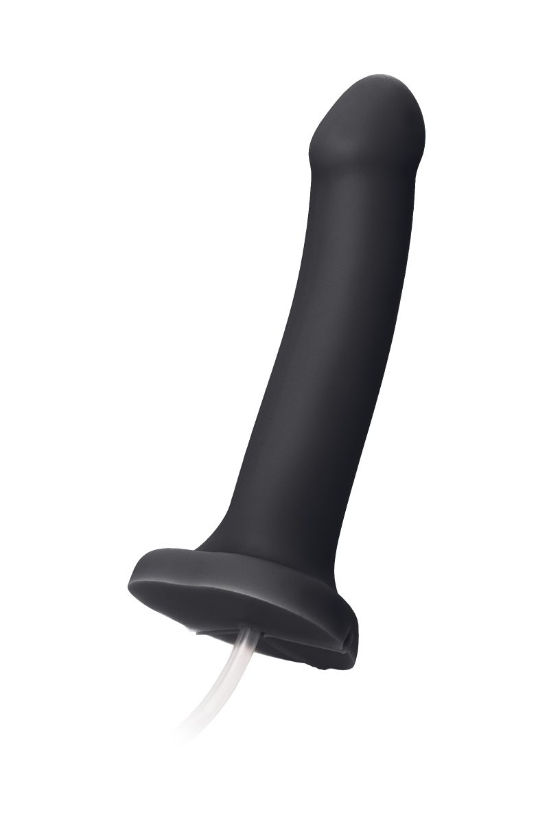 Черный фаллос с имитацией эякуляции Silicon Cum Dildo L - 19,6 см. 2
