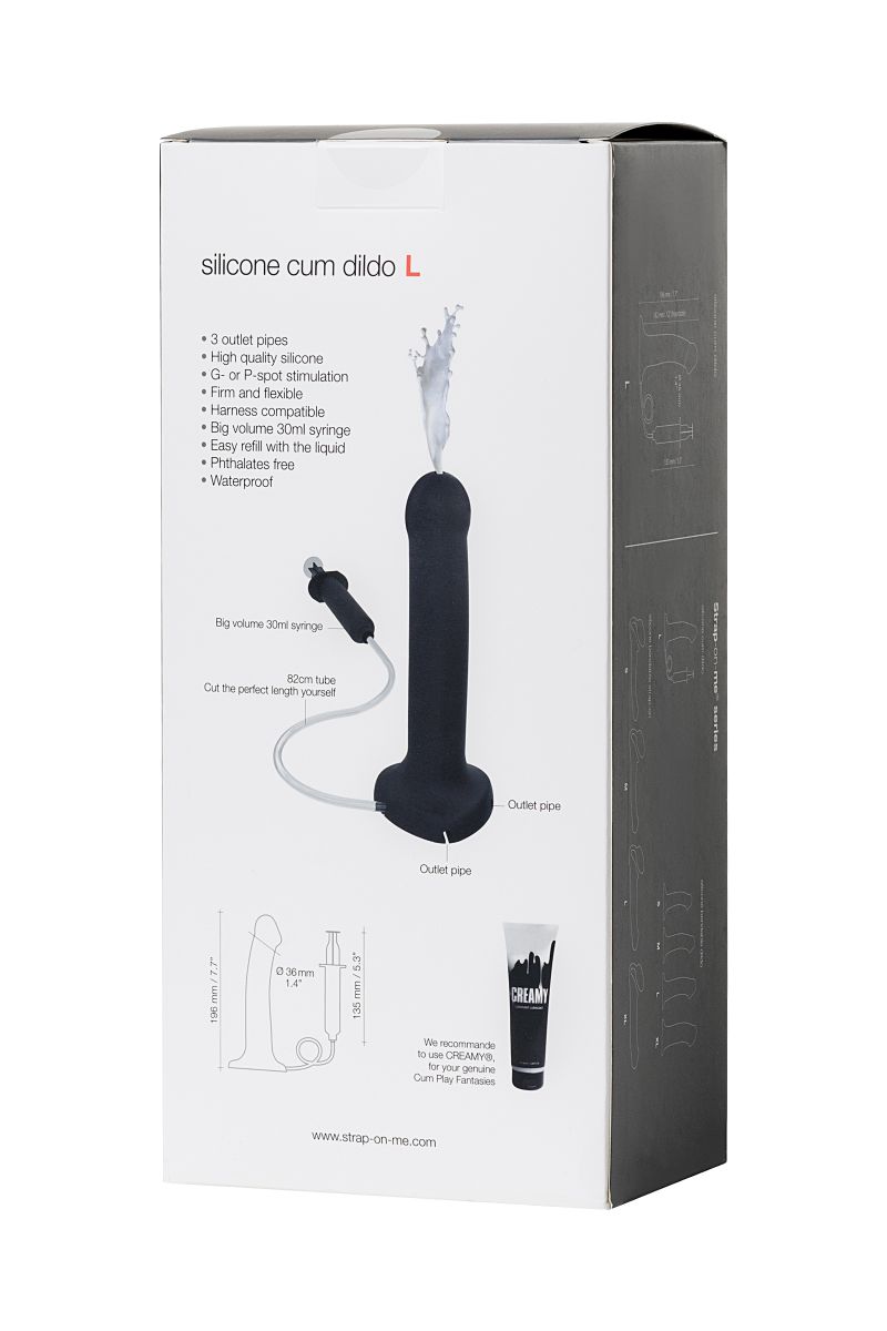 Черный фаллос с имитацией эякуляции Silicon Cum Dildo L - 19,6 см. 13