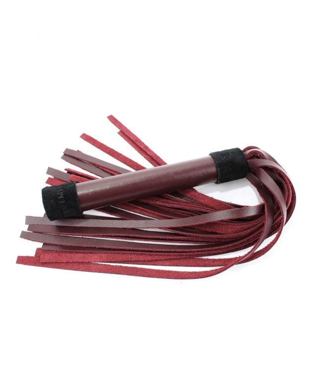 Бордовая плеть Maroon Leather Whip с гладкой ручкой - 45 см. 3