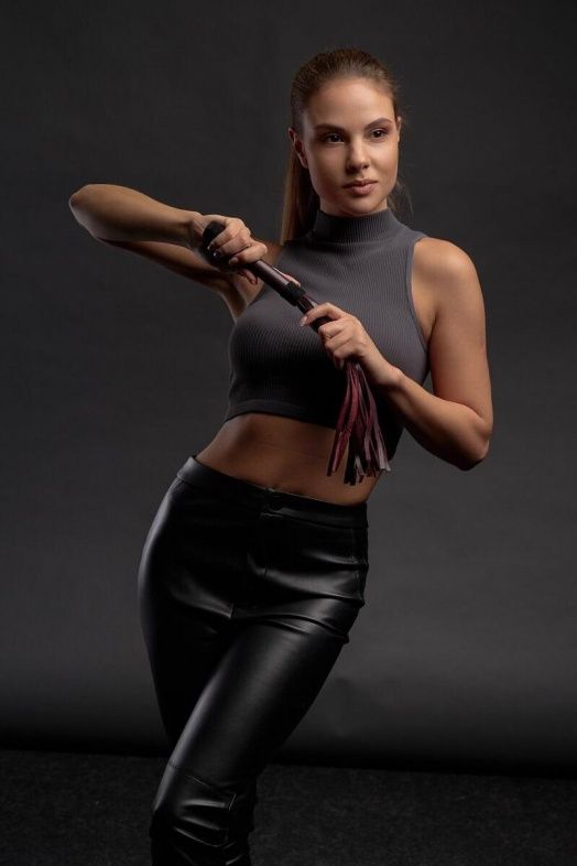 Бордовая плеть Maroon Leather Whip с гладкой ручкой - 45 см. 7