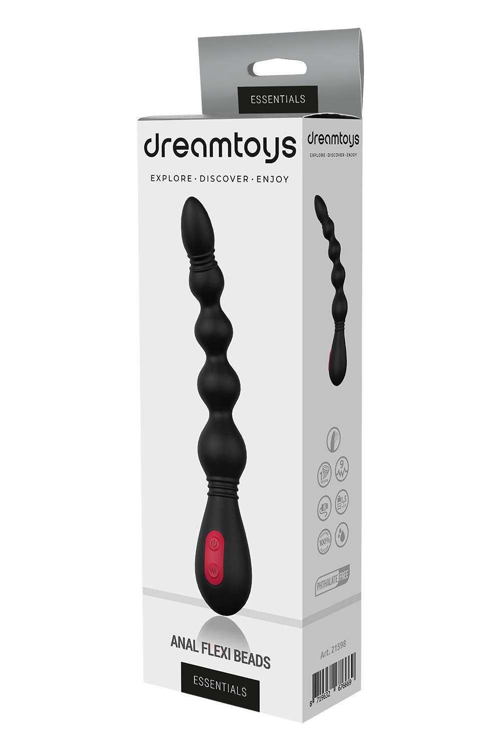 Черный вибромассажер для анальной стимуляции Anal Flexi Beads - 22 см. 2