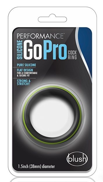 Черно-зеленое эрекционное кольцо Silicone Go Pro Cock Ring  3