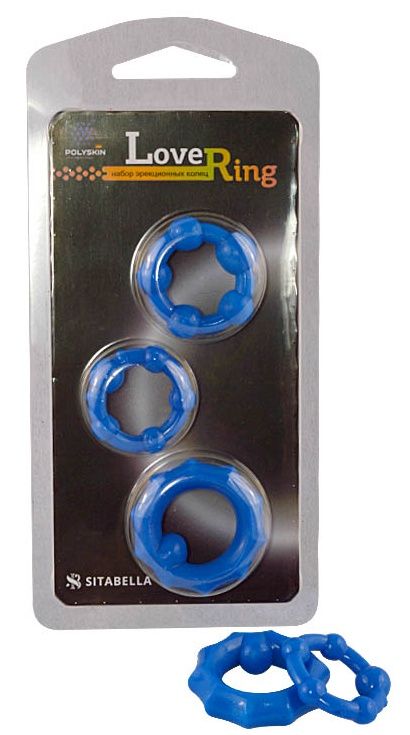 Набор из 3 синих рельефных эрекционных колец 1