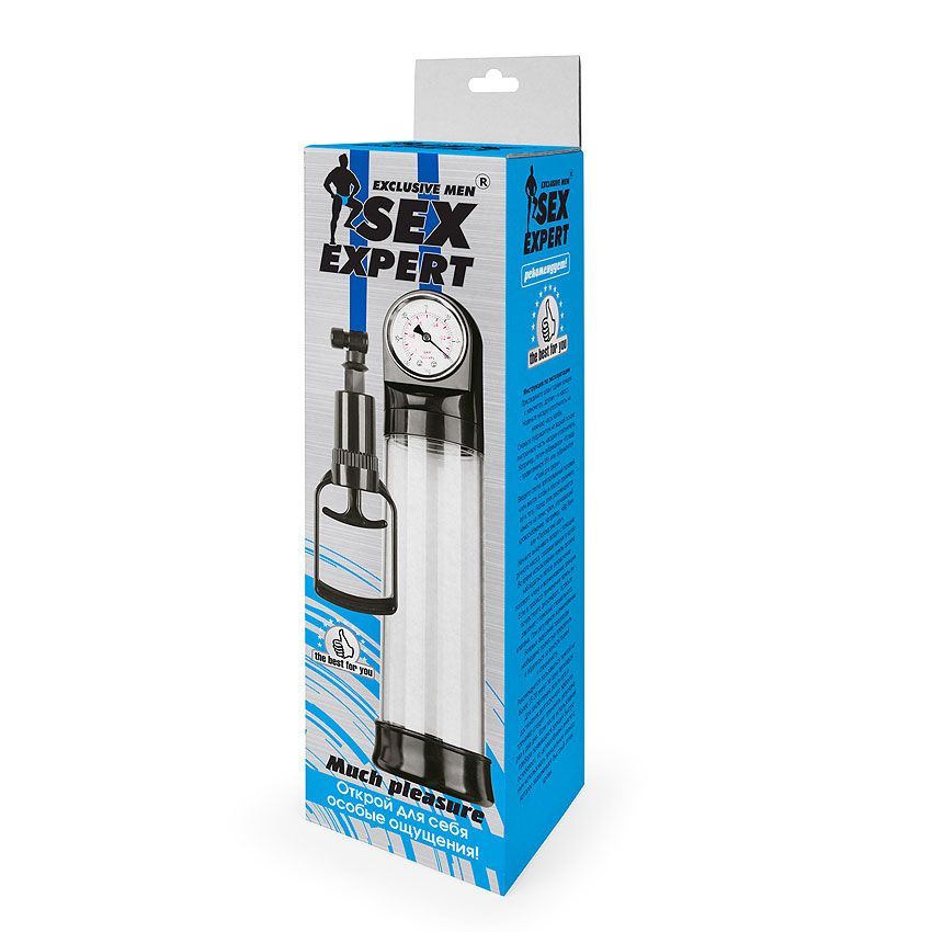 Прозрачная вакуумная помпа Sex Expert с манометром 3