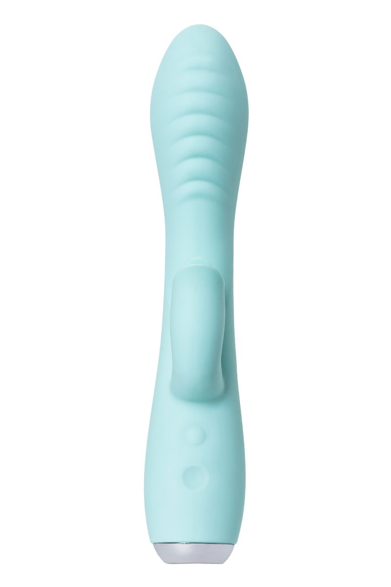 Мятный вибратор с клиторальным стимулятором MILO - 20 см. 3