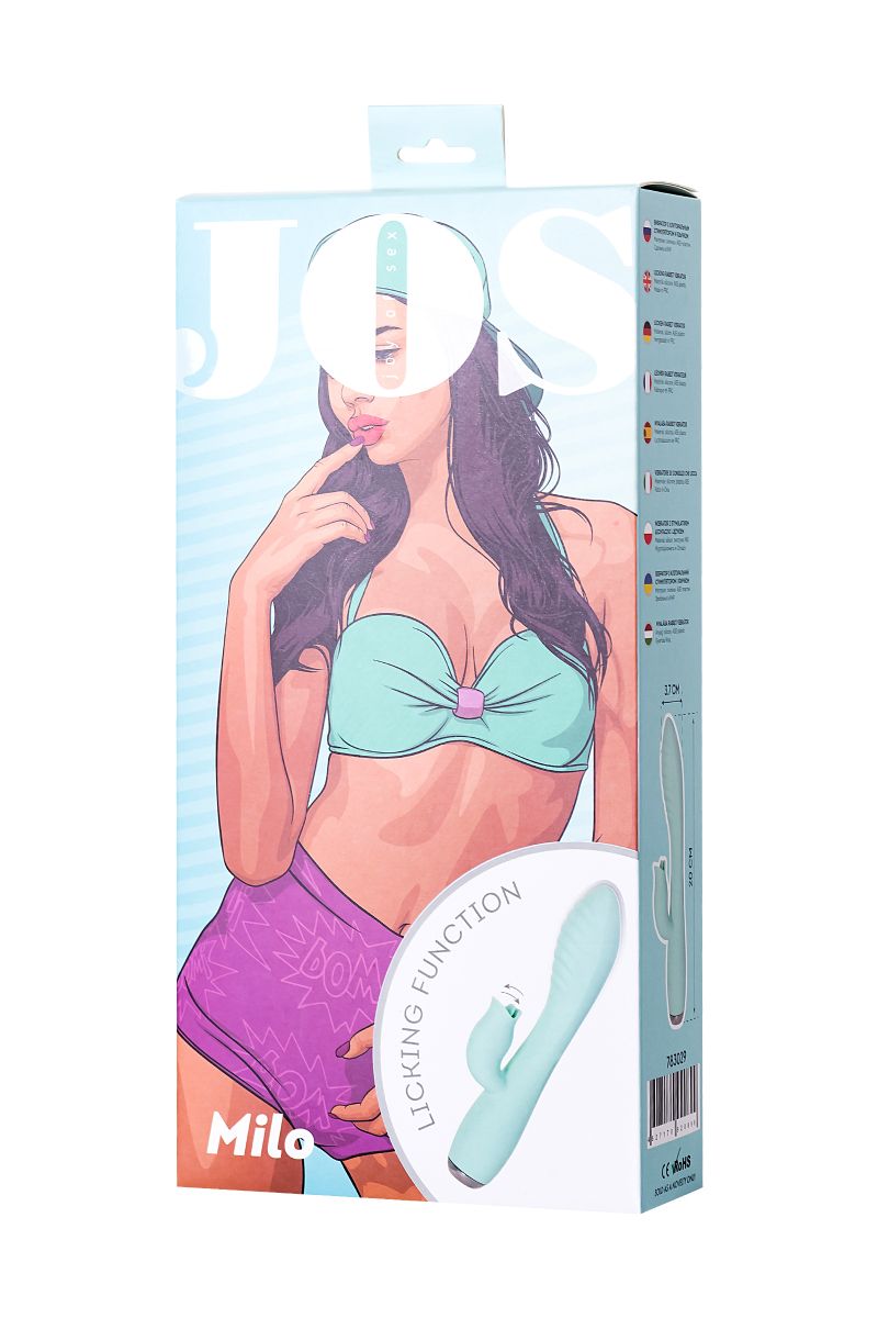 Мятный вибратор с клиторальным стимулятором MILO - 20 см. 8