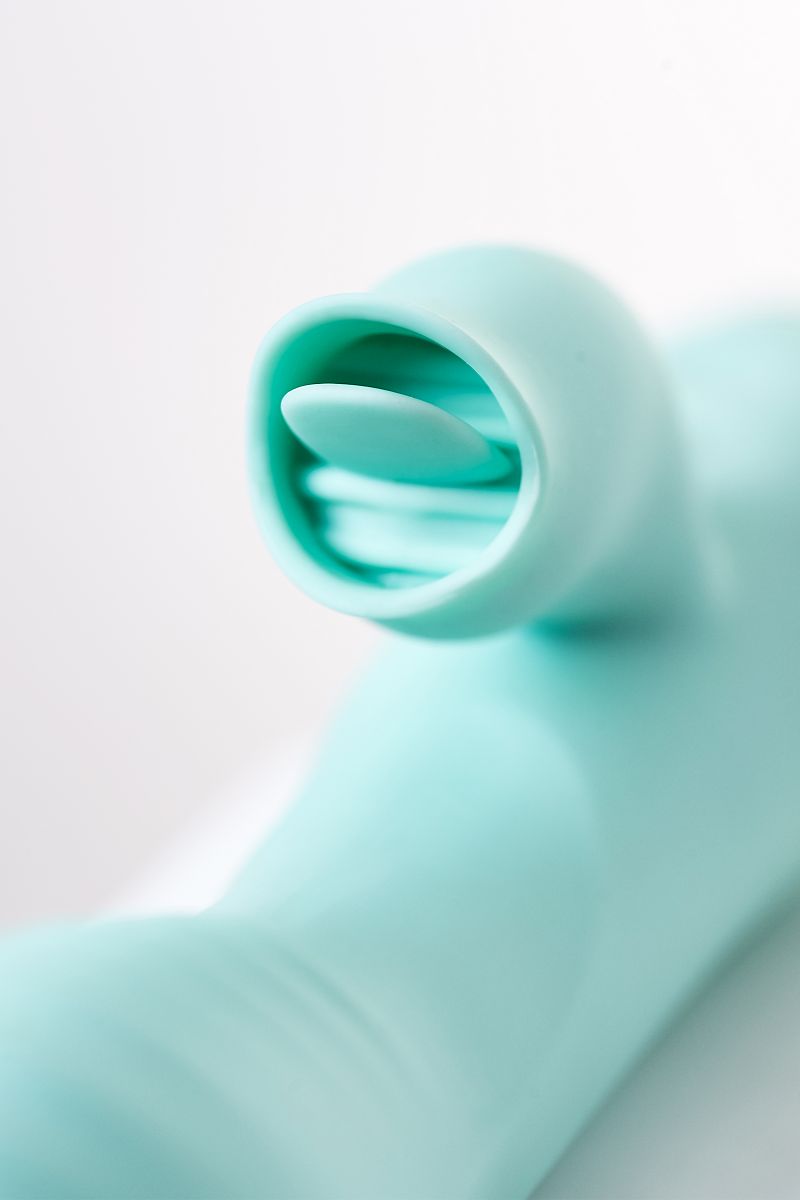 Мятный вибратор с клиторальным стимулятором MILO - 20 см. 9