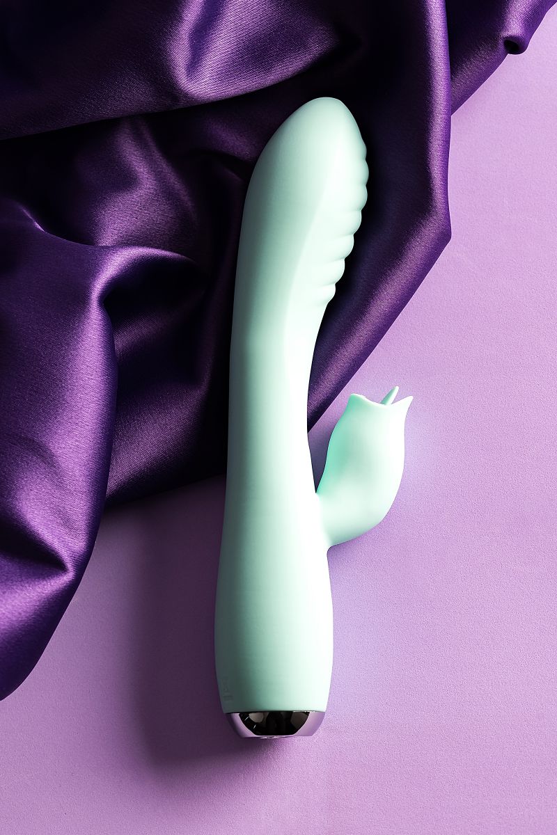 Мятный вибратор с клиторальным стимулятором MILO - 20 см. 10