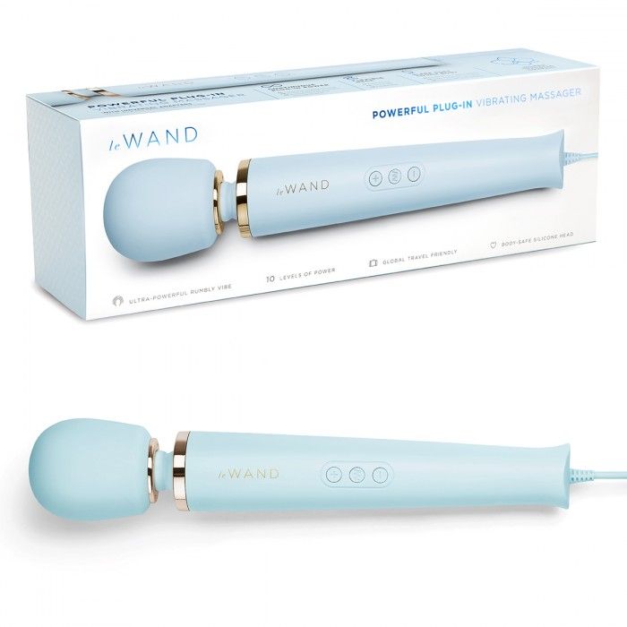 Голубой проводной вибромассажер Le Wand Sky Blue с 10 скоростями 5
