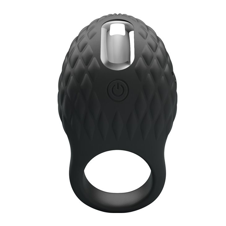 Черное эрекционное виброкольцо с рельефным дизайном Heloise 3