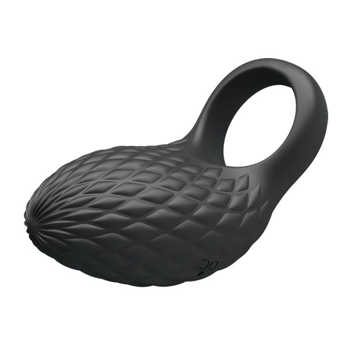 Черное эрекционное виброкольцо с рельефным дизайном Heloise 4