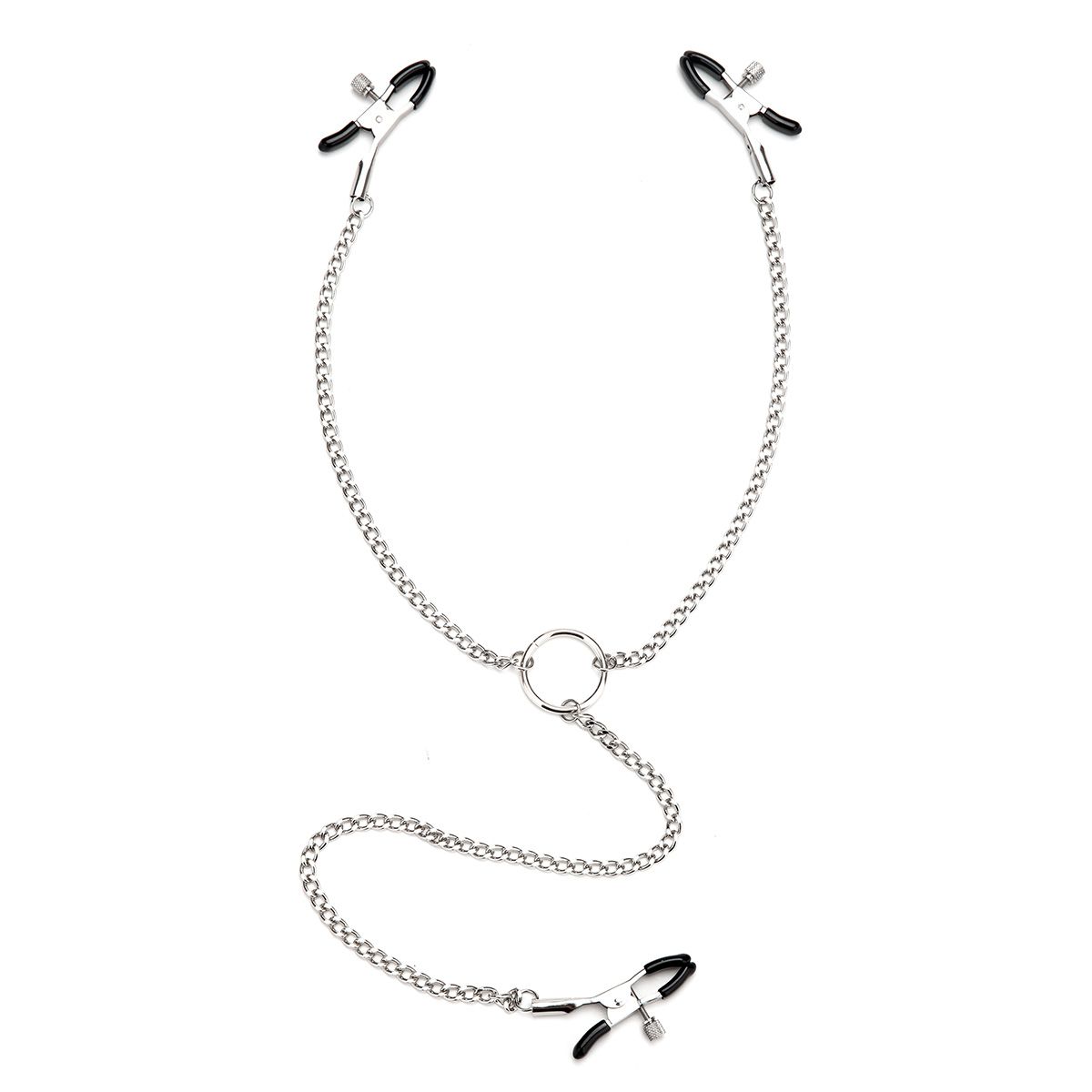 Серебристые зажимы для клитора и сосков с цепочкой 1