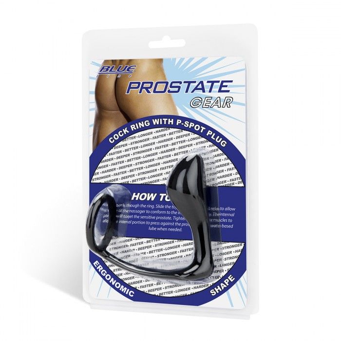 Стимулятор простаты с фиксацией эрекционным кольцом Prostate Gear 2