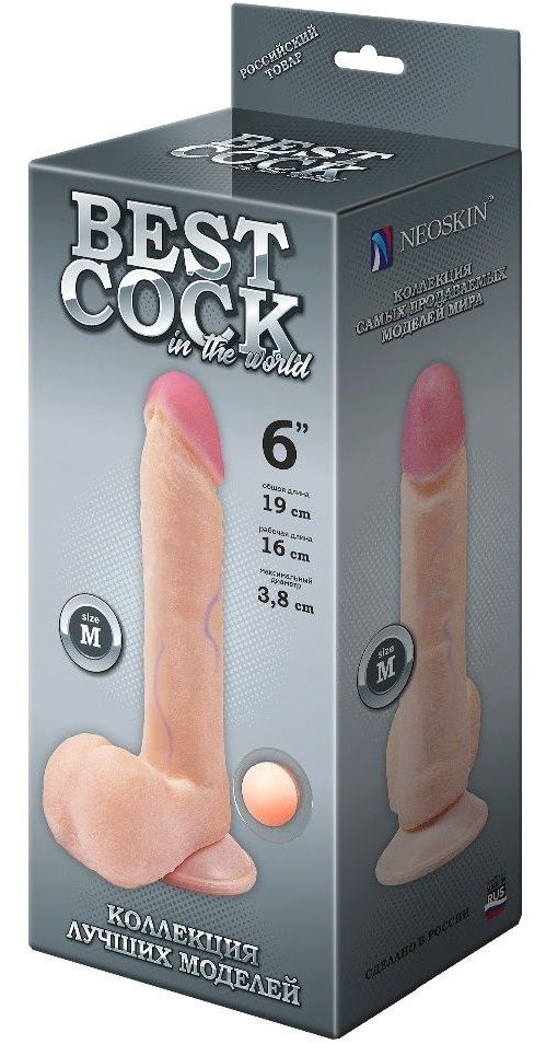 Телесный фаллоимитатор на присоске BEST COCK 6 - 19 см. 1