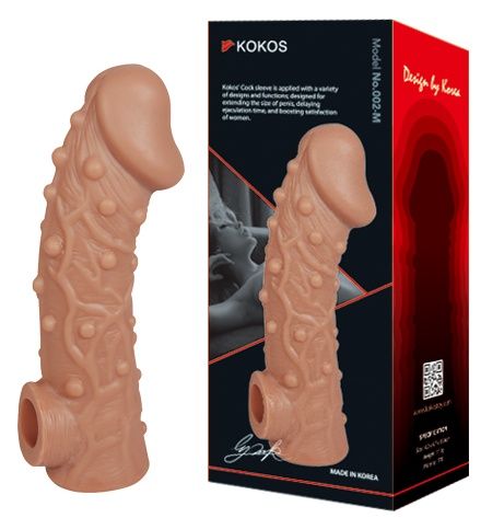 Насадка на фаллос с отверстием для мошонки Cock Sleeve 002 Size L - 17,6 см. 3