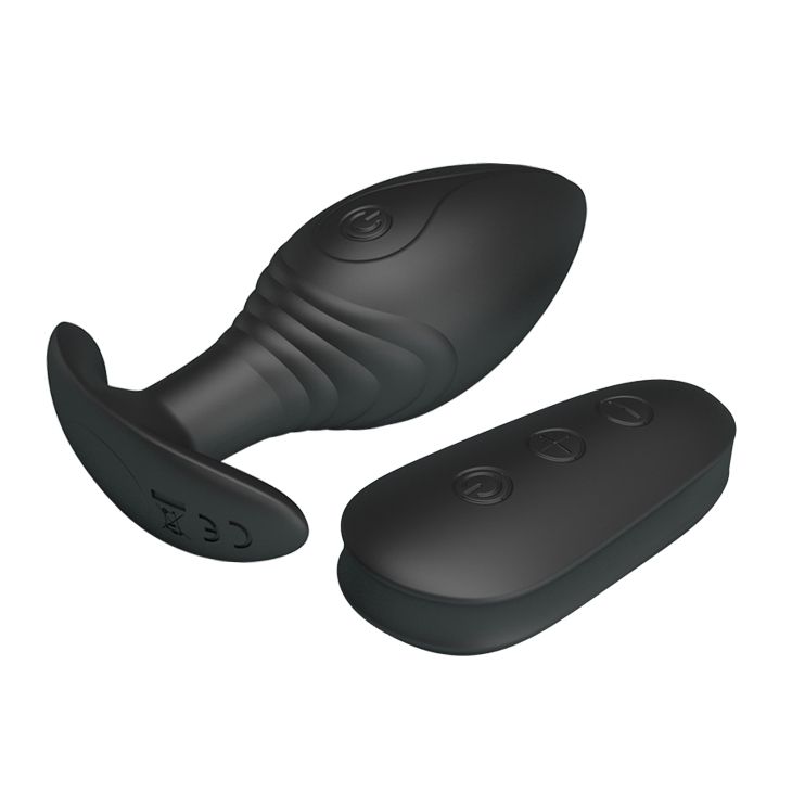 Роскошная черная анальная вибропробка Regina с пультом ДУ - 8,8 см. 3