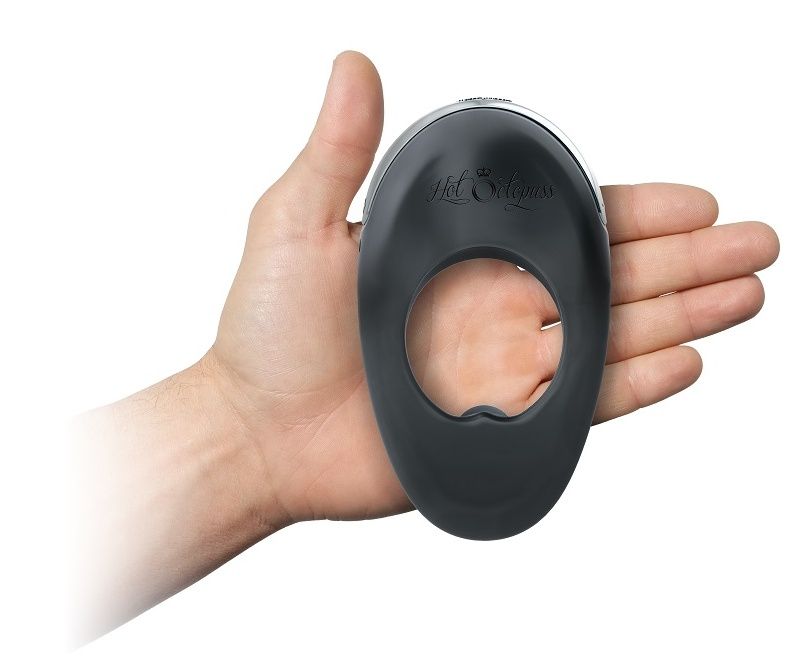 Черное эрекционное виброкольцо с двумя виброэлементами ATOM PLUS 3