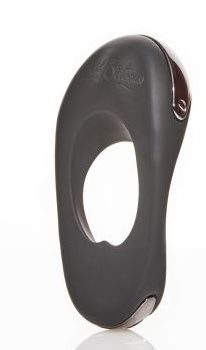 Черное эрекционное виброкольцо с двумя виброэлементами ATOM PLUS 1