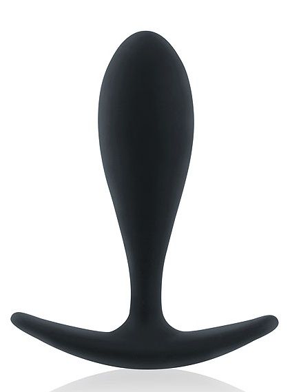 Черная гладкая анальная пробка с ограничительным основанием - 9 см. 1