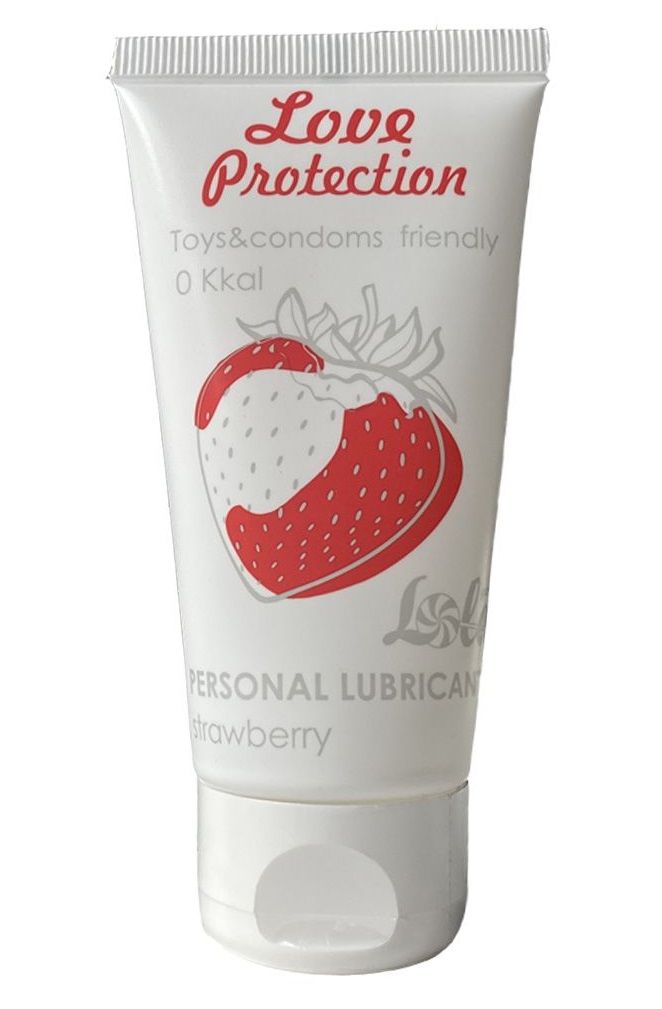 Лубрикант на водной основе с ароматом клубники Love Protection Strawberry - 50 мл. 1
