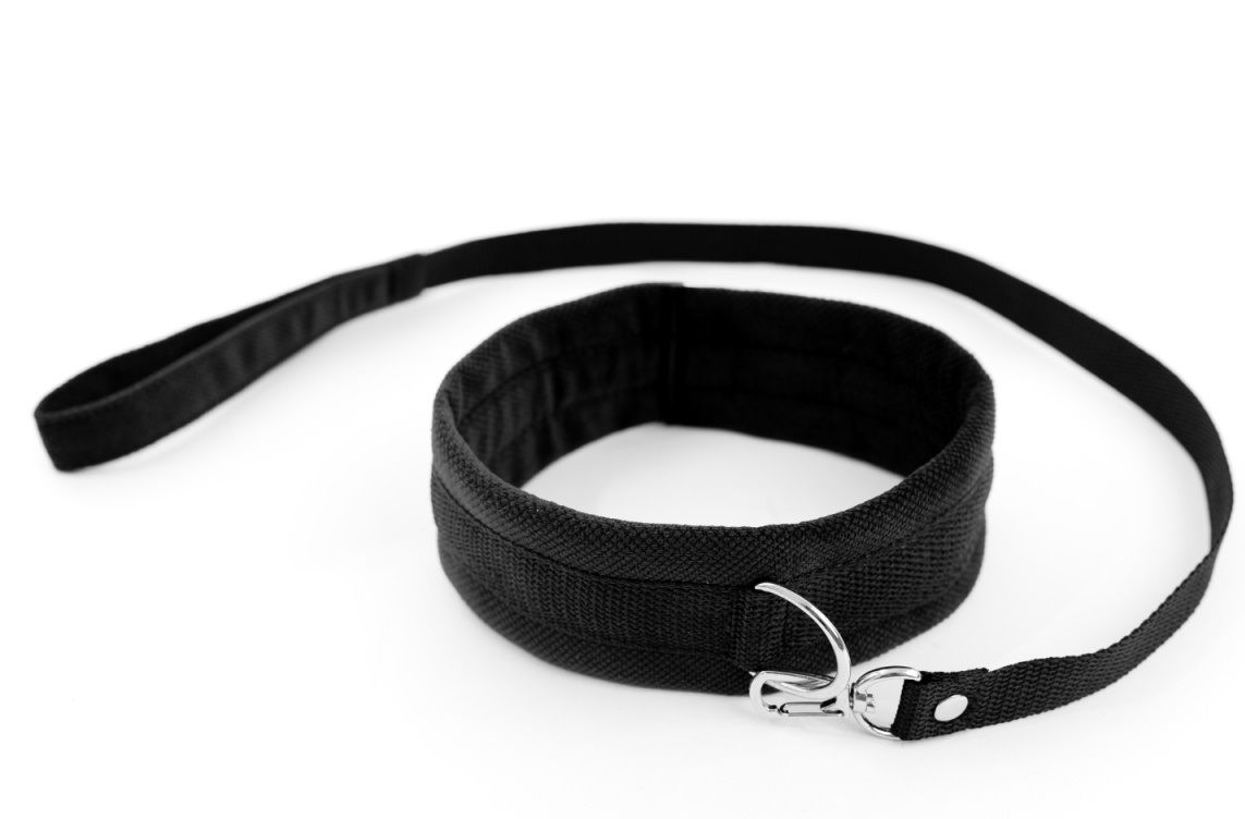 Черный ошейник My rules с поводком 1