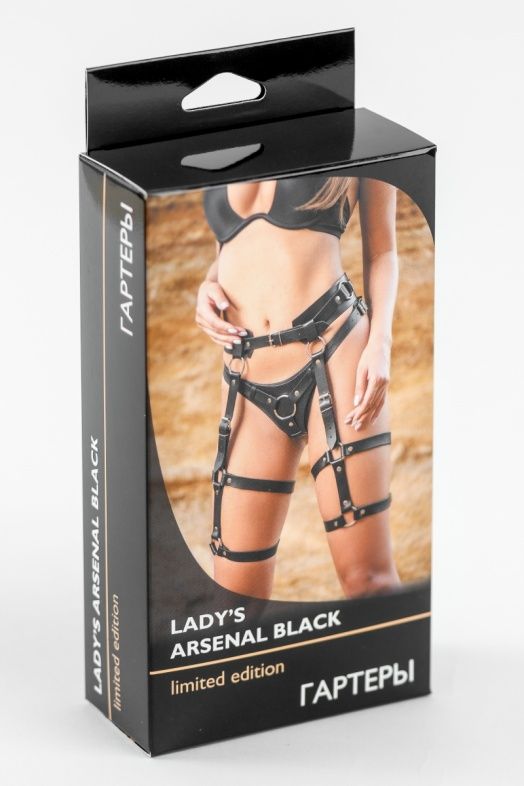 Черные кожаные гартеры на поясе 3