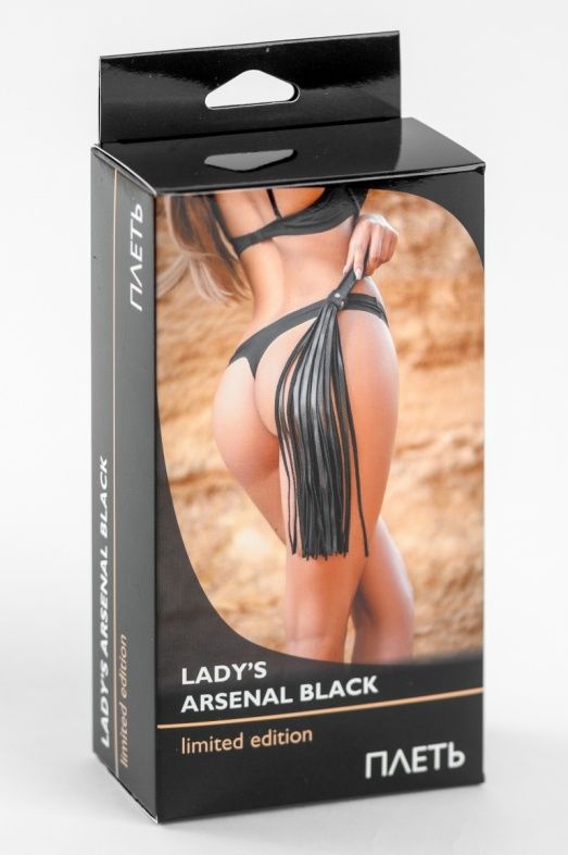 Черная кожаная плеть с ручкой - 55 см. 6