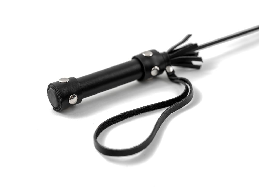 Черный кожаный стек с ручкой - 60 см. 3