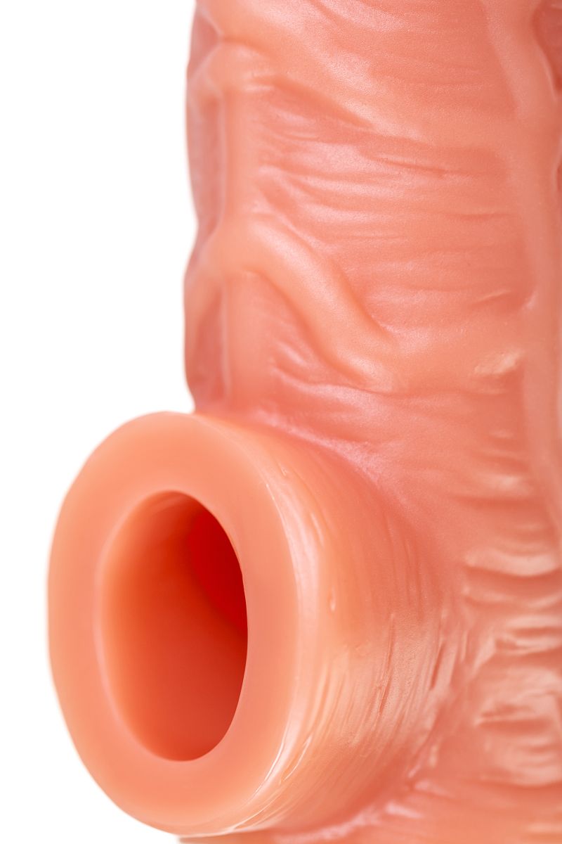 Телесная насадка на фаллос с фиксацией мошонки Cock Sleeve 001 Size M - 15,6 см. 12