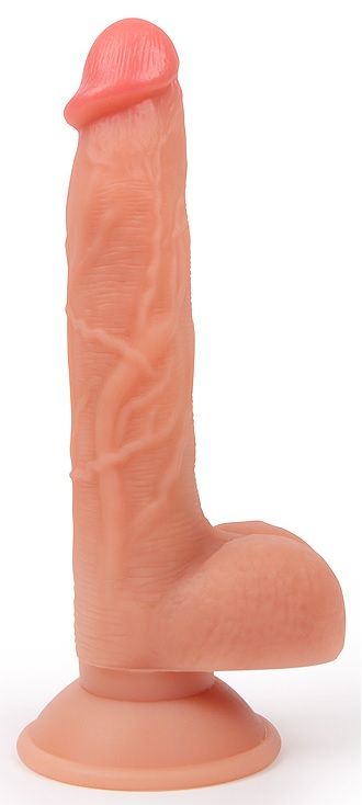 Телесный реалистичный вибратор-ротатор с пультом ДУ 1