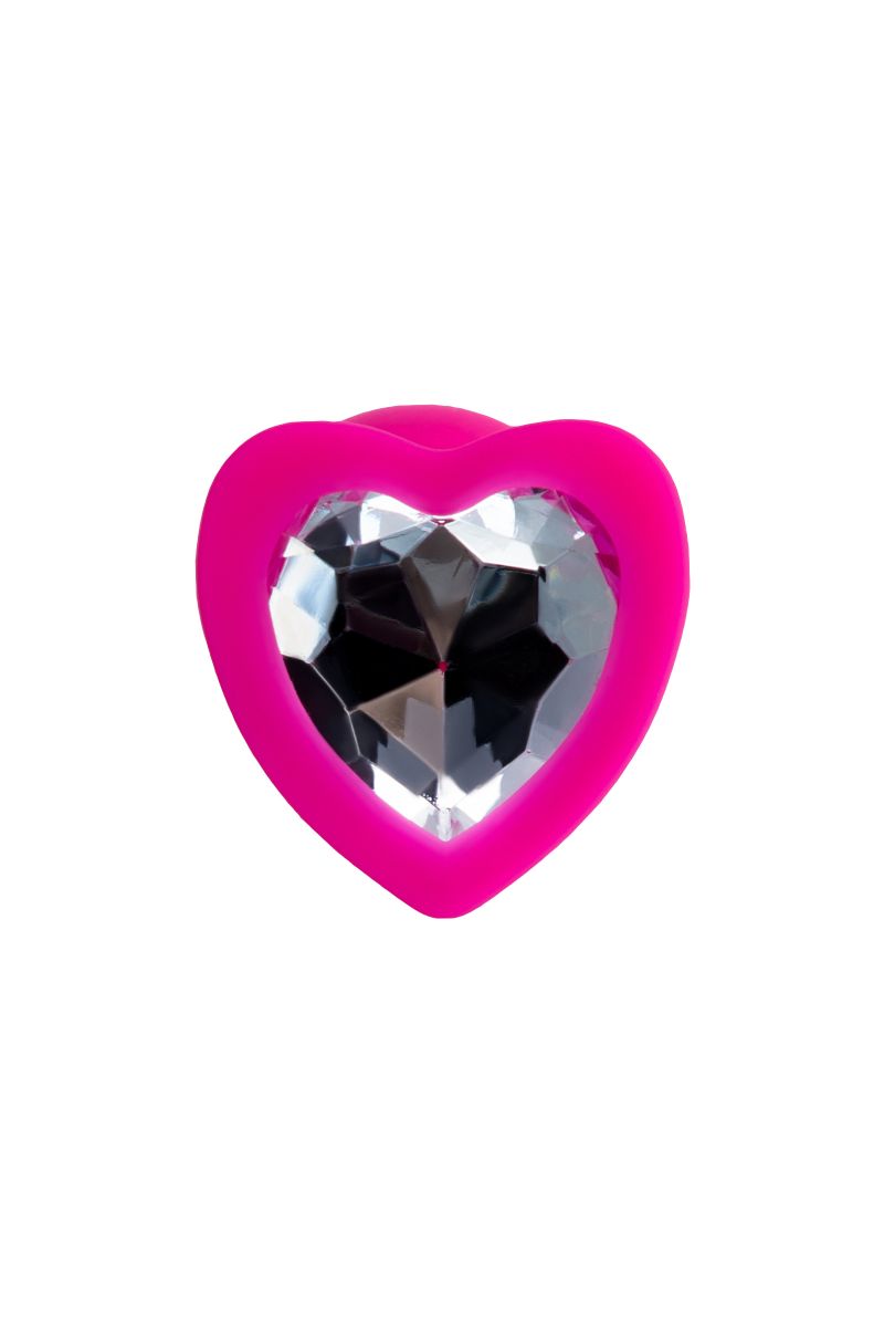 Розовая анальная втулка Diamond Heart с прозрачным кристаллом - 7 см. 3
