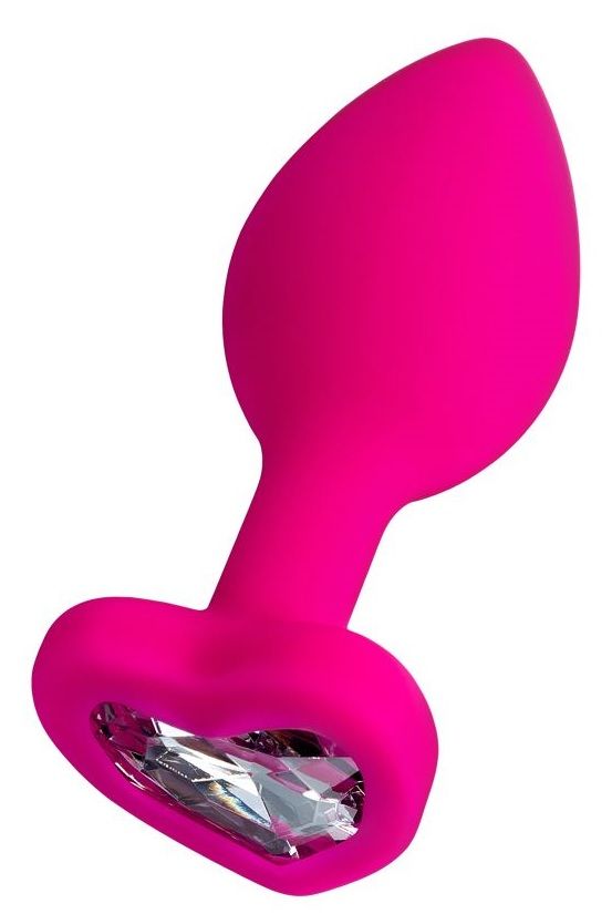 Розовая анальная втулка Diamond Heart с прозрачным кристаллом - 7 см. 1