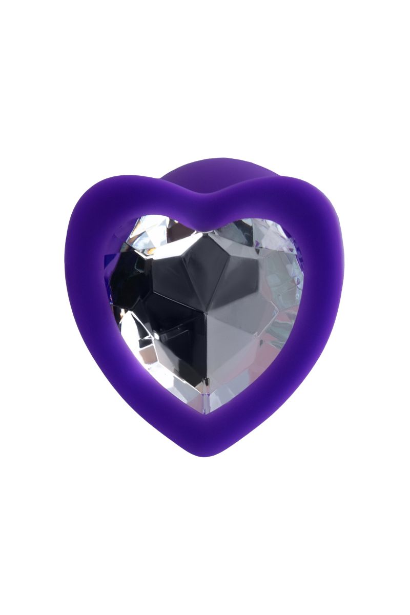 Фиолетовая анальная втулка Diamond Heart с прозрачным кристаллом - 7 см. 3