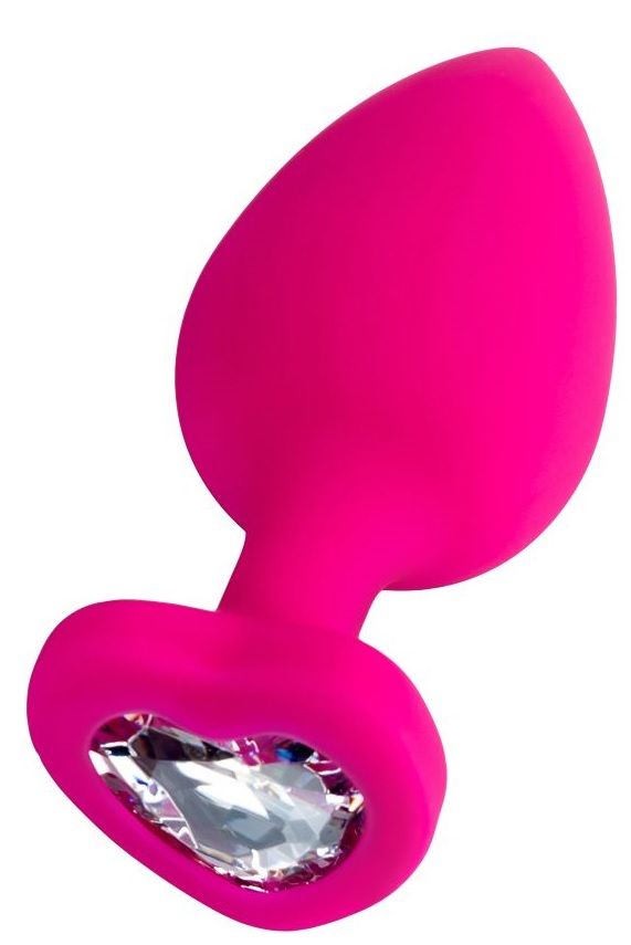 Розовая анальная втулка Diamond Heart с прозрачным кристаллом - 9,5 см. 1