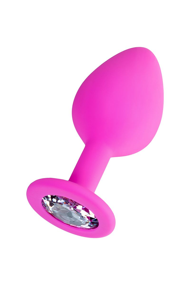 Розовая анальная втулка Brilliant с прозрачным кристаллом - 8 см. 2