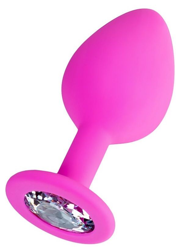 Розовая анальная втулка Brilliant с прозрачным кристаллом - 8 см. 1