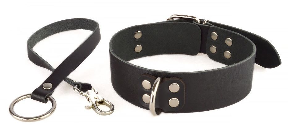 Черный ошейник "Новичок" с поводком 1