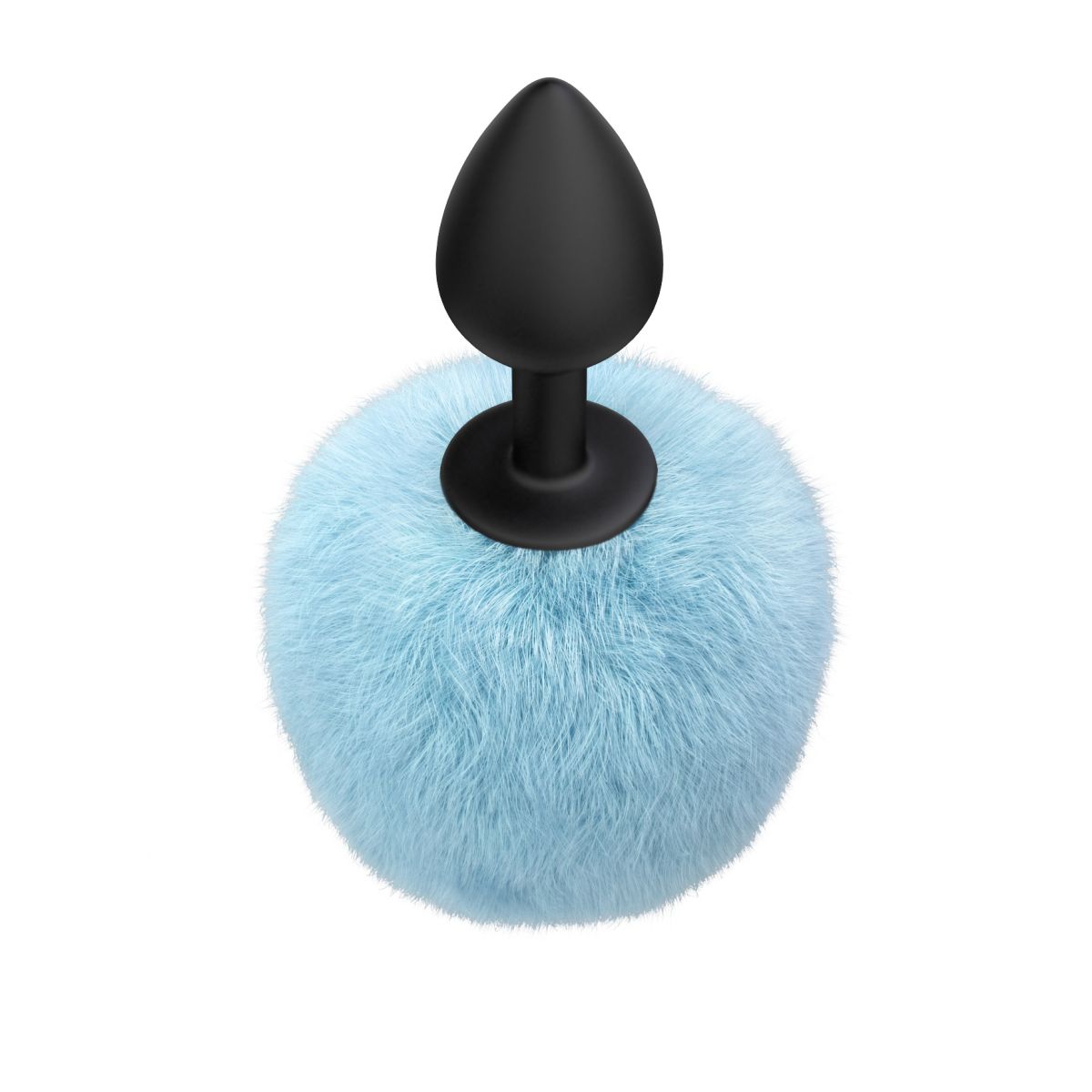 Черная анальная пробка с голубым пушистым хвостиком Fluffy 2