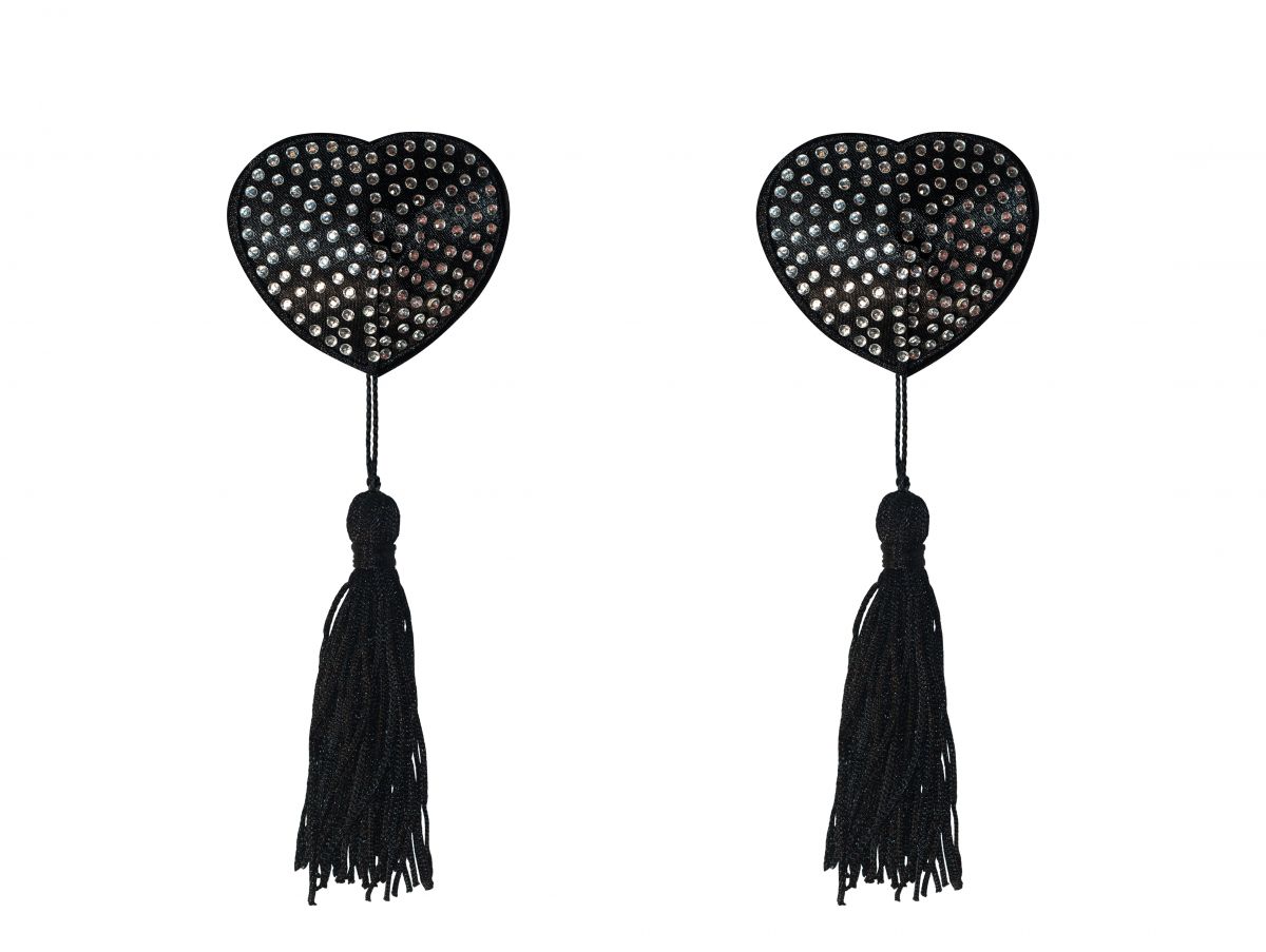 Черные пэстисы-сердечки Evans с кисточками и стразами 2