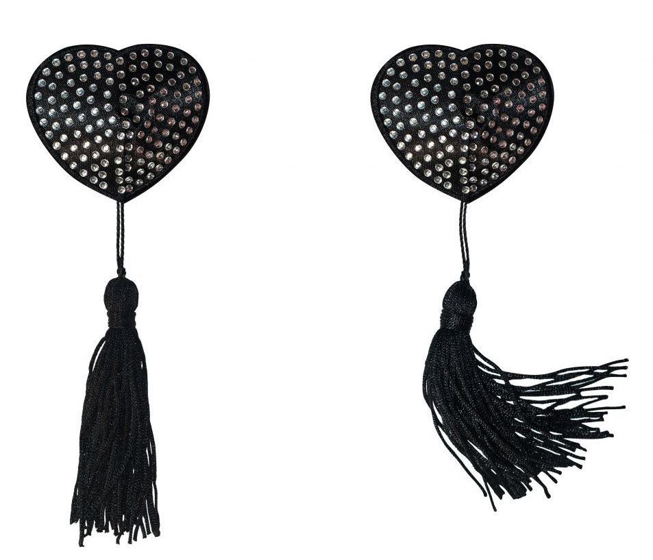 Черные пэстисы-сердечки Evans с кисточками и стразами 1