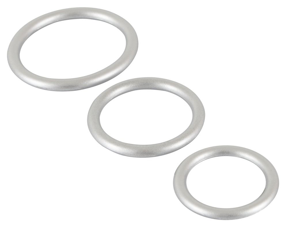 Набор из 3 эрекционных колец под металл Metallic Silicone Cock Ring Set 3