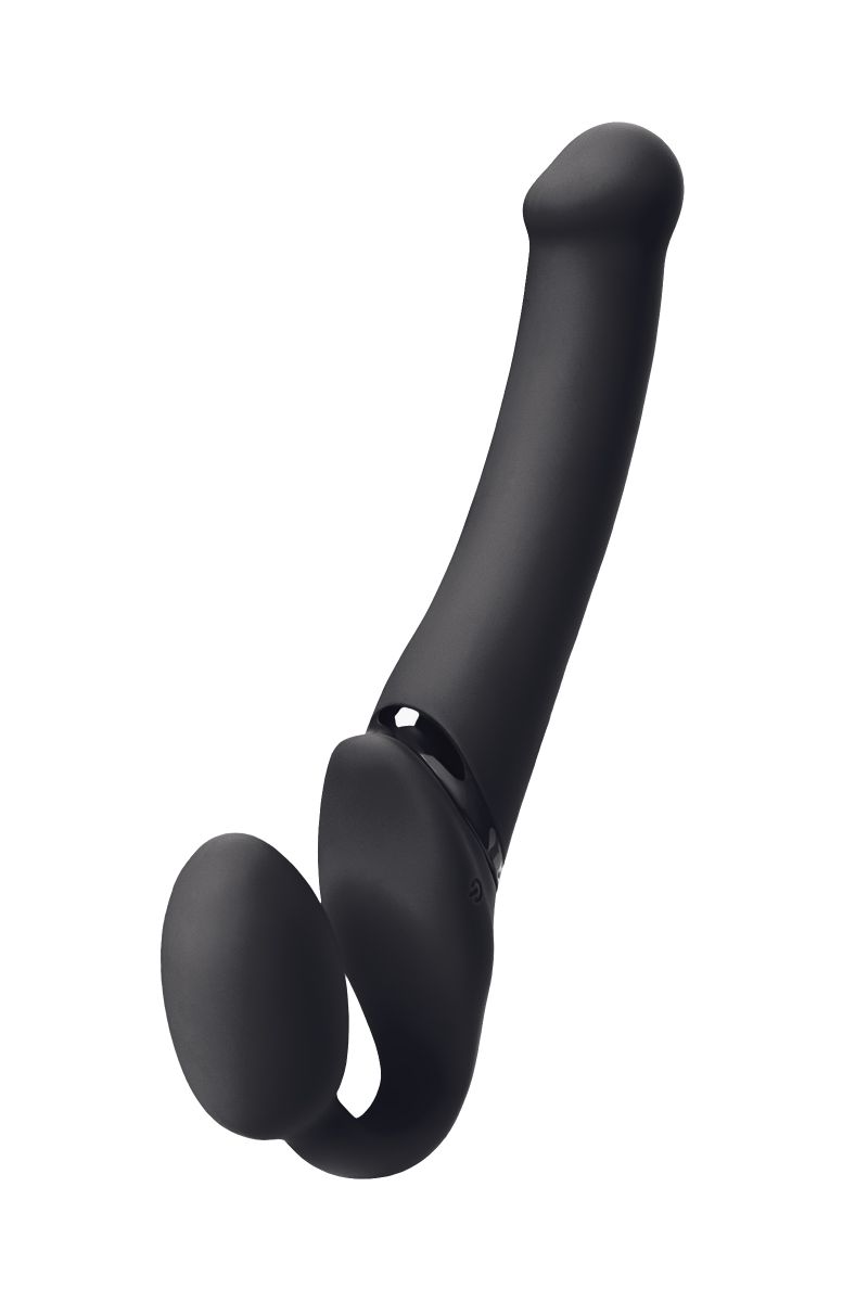Черный безремневой вибрострапон Silicone Bendable Strap-On - size M 2