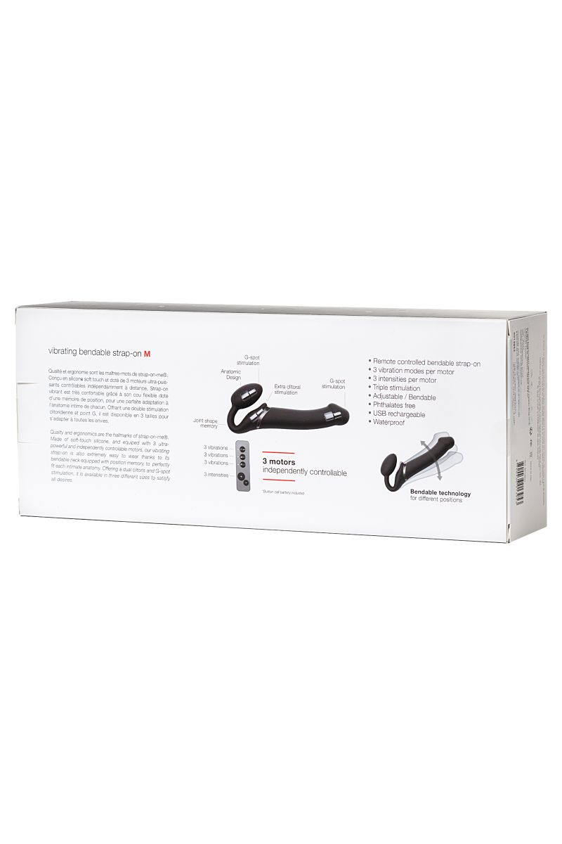 Черный безремневой вибрострапон Silicone Bendable Strap-On - size M 10